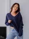 V Neck Cotton Sweatshirt